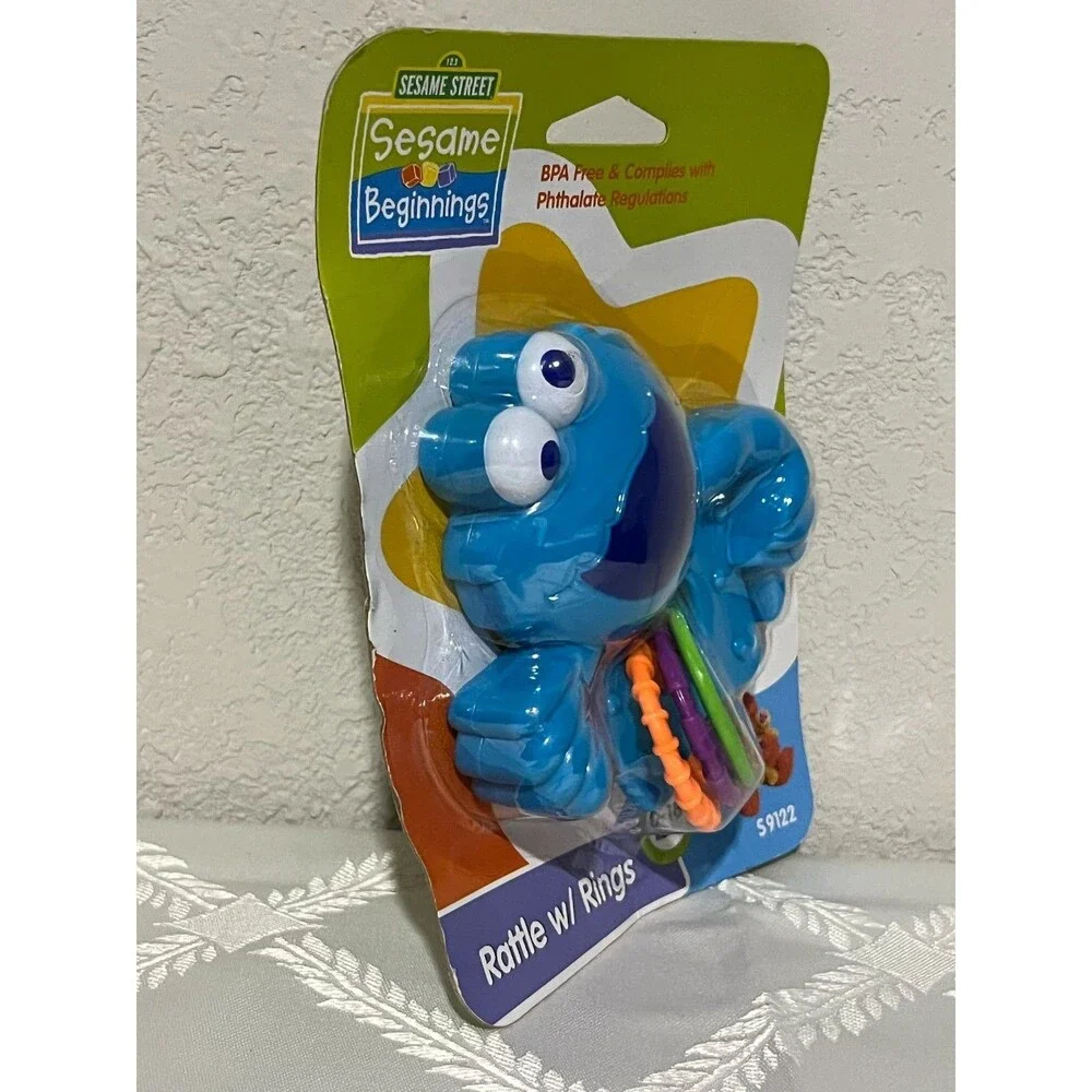 Cookie Monster Baby Rattle Sesame Street with Rings New